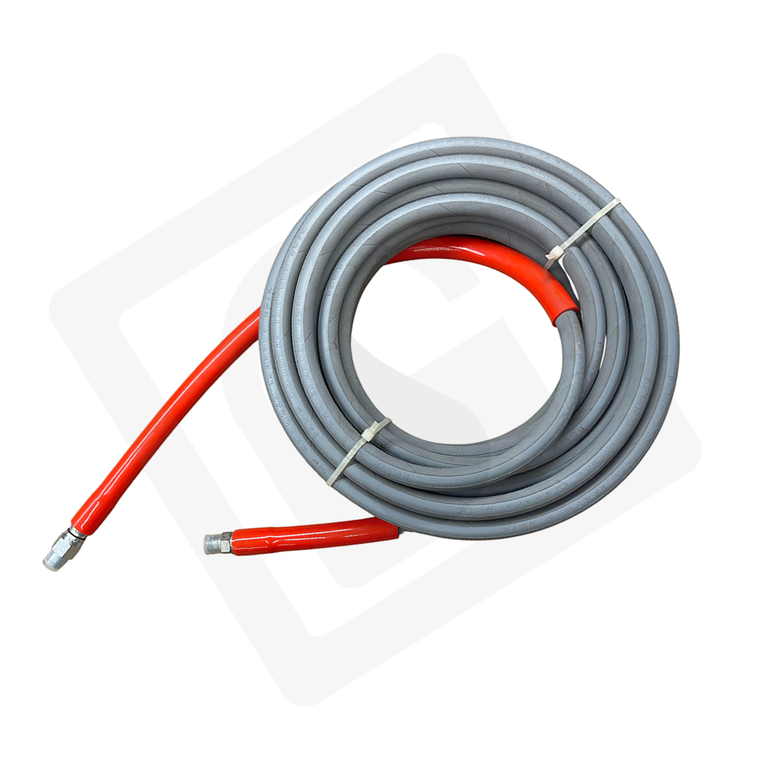 AA1780 PRESSURE WASH HOSE – 2-WIRE GRAY, 50′ ROUGH SKIN, NON MARKING 6000 PSI 275 DEGREE 3/8" M X 3/8" M (QUICK CONNECTS NOT INCLUDED)