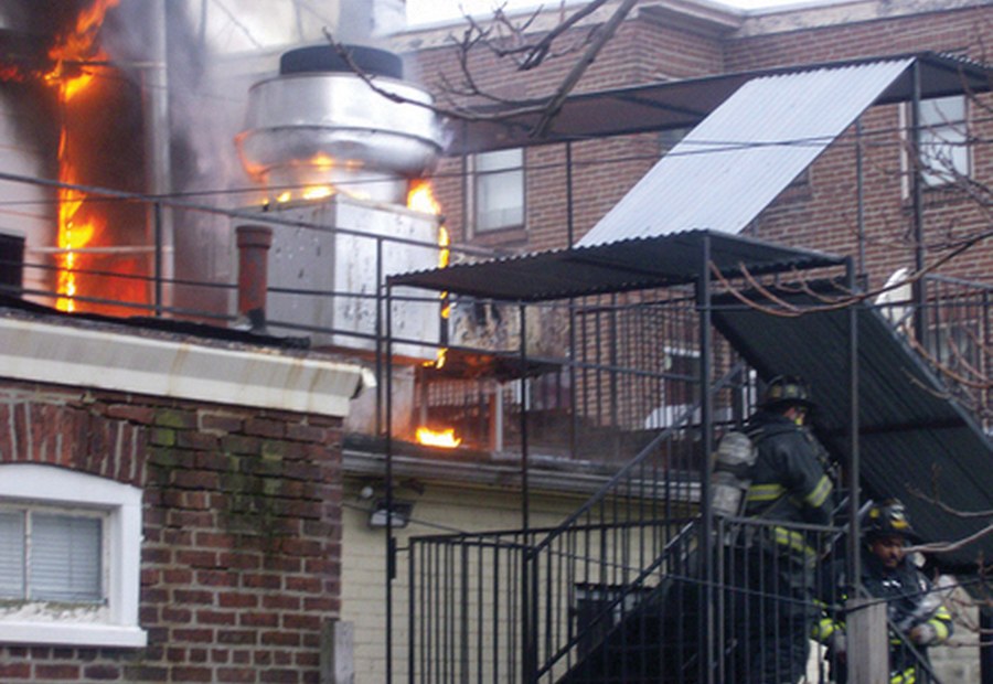 Rooftop fire risk near a commercial exhaust fan